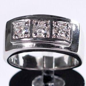 14k MensDiamond Ring .75 tcw SOLID White Gold WG karat 3/4 carat ct
